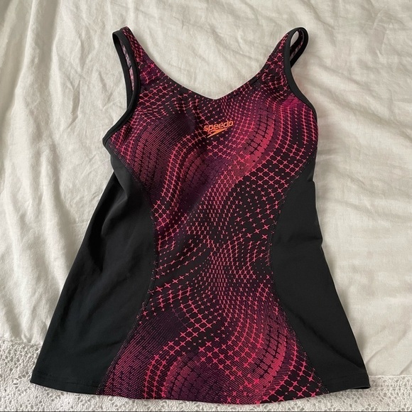 Speedo SMALL Wave Pink Dots Tankini Top GB 34 - Picture 1 of 5